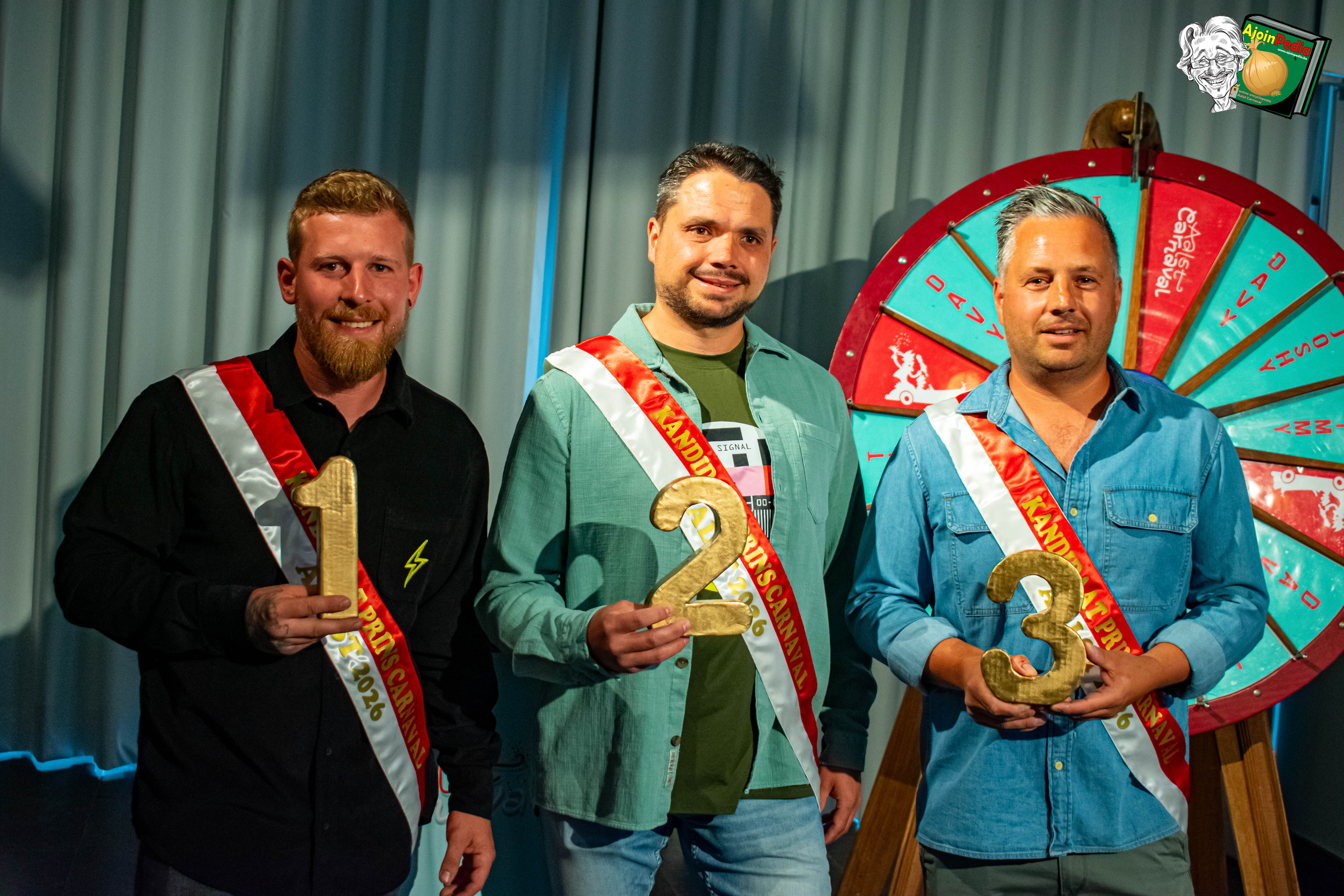 Aalst Carnaval 2026 - De 3 Kandidaten-Prins Carnaval ontvingen hun lint én kennen volgorde optreden Prinsverkiezing!